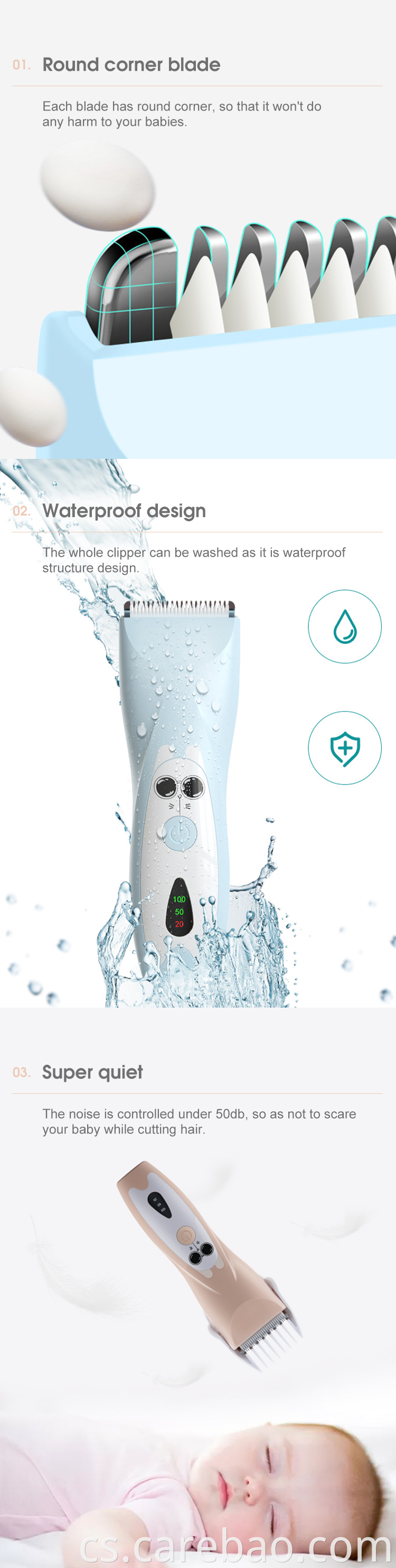 Baby Hair Clipper With Safety Detachable Ceramic Blade